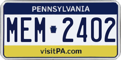 PA license plate MEM2402