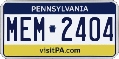 PA license plate MEM2404