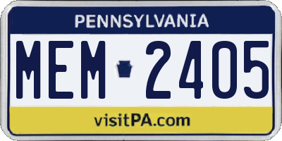 PA license plate MEM2405