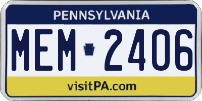 PA license plate MEM2406