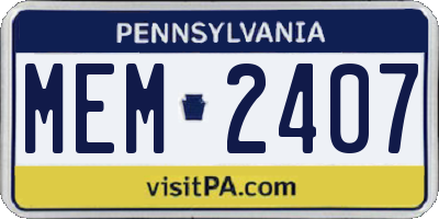 PA license plate MEM2407