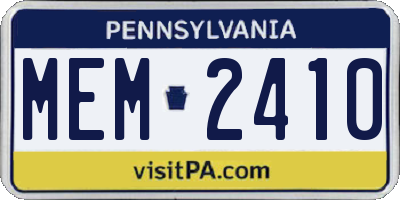 PA license plate MEM2410