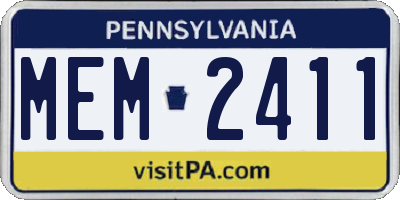PA license plate MEM2411