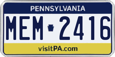 PA license plate MEM2416