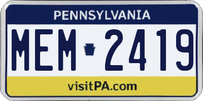 PA license plate MEM2419