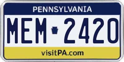 PA license plate MEM2420