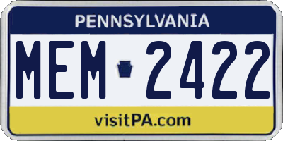 PA license plate MEM2422