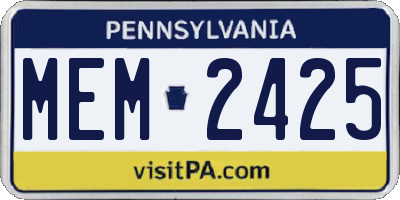 PA license plate MEM2425