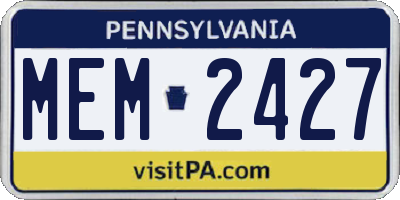 PA license plate MEM2427