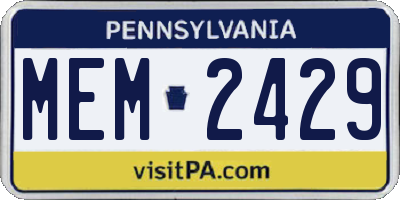 PA license plate MEM2429
