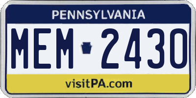 PA license plate MEM2430