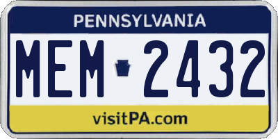 PA license plate MEM2432