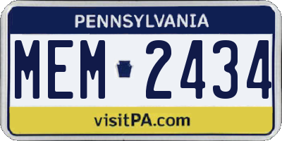 PA license plate MEM2434