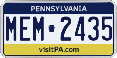 PA license plate MEM2435