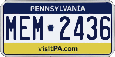 PA license plate MEM2436
