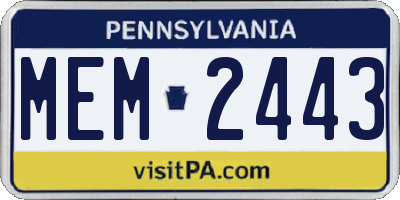 PA license plate MEM2443
