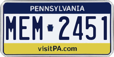 PA license plate MEM2451