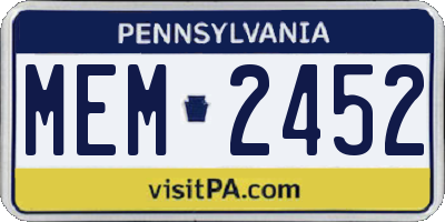 PA license plate MEM2452