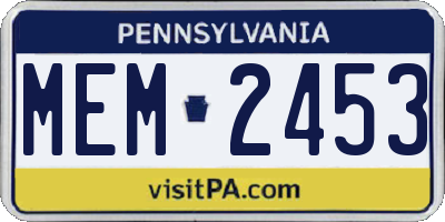 PA license plate MEM2453