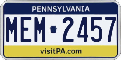 PA license plate MEM2457