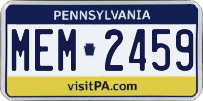 PA license plate MEM2459