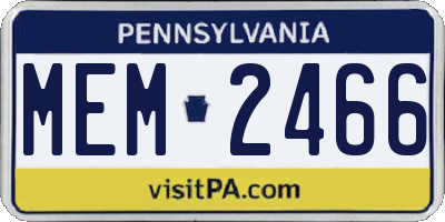 PA license plate MEM2466