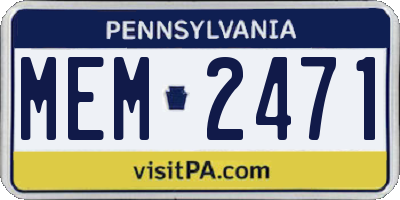 PA license plate MEM2471