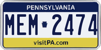 PA license plate MEM2474