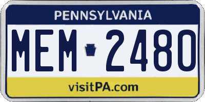PA license plate MEM2480