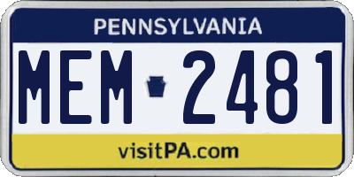 PA license plate MEM2481