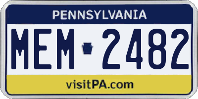 PA license plate MEM2482