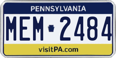 PA license plate MEM2484