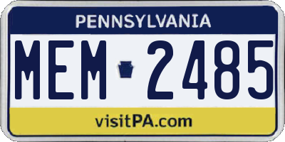 PA license plate MEM2485