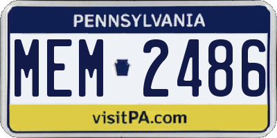 PA license plate MEM2486