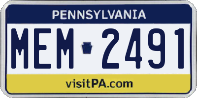PA license plate MEM2491
