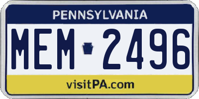 PA license plate MEM2496