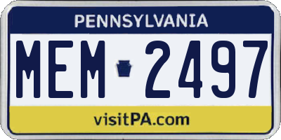 PA license plate MEM2497