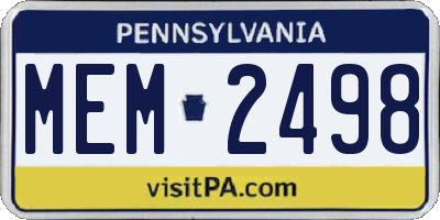 PA license plate MEM2498