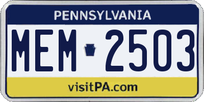 PA license plate MEM2503