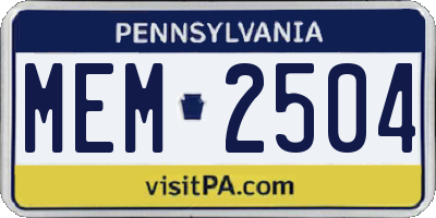 PA license plate MEM2504
