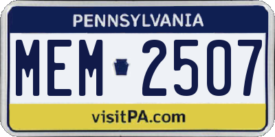 PA license plate MEM2507