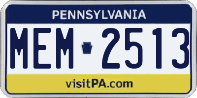 PA license plate MEM2513