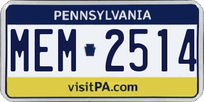 PA license plate MEM2514
