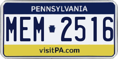 PA license plate MEM2516