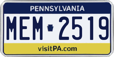 PA license plate MEM2519