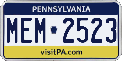 PA license plate MEM2523