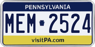 PA license plate MEM2524