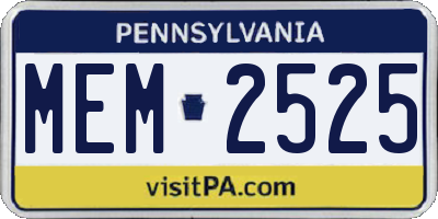 PA license plate MEM2525