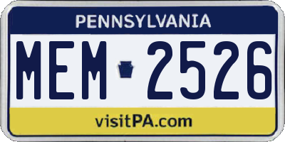 PA license plate MEM2526