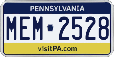 PA license plate MEM2528